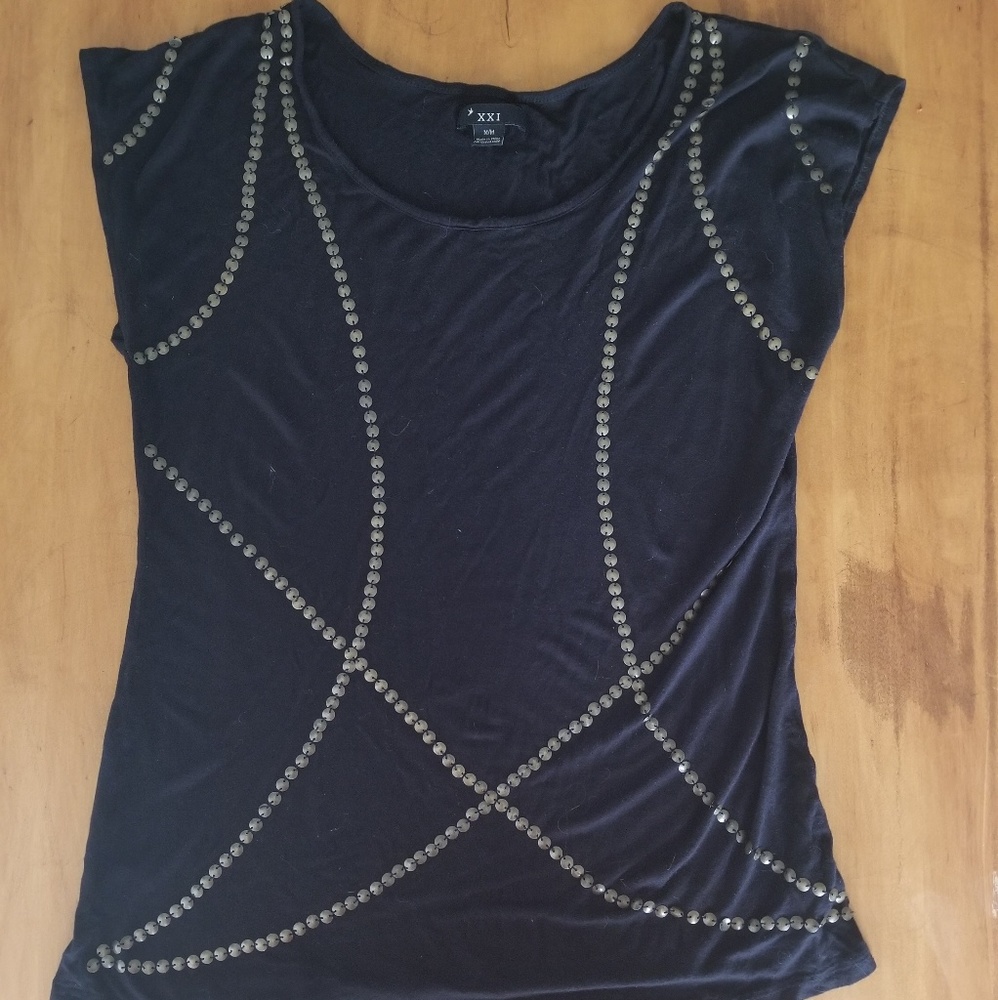 Forever 21 black shirt with brass beading